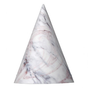 Chapeaux De Fètes Touche de Rose Marbre blanc et gris fête d'anniver