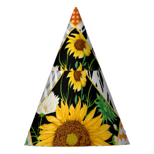 Chapeaux De Fètes Tournesol Chamomile, Patchwork Aquarelle.