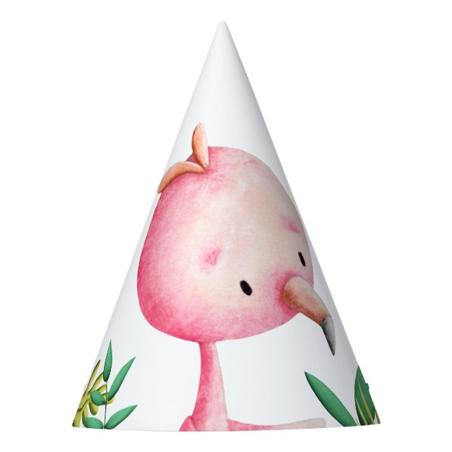 Chapeaux De Fètes Tropical Flamant rose mignon (Devant)