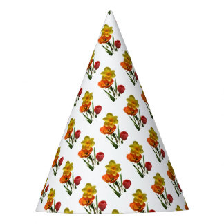 Chapeaux De Fètes Tulipes rouges et fleurs de jonquilles jaunes