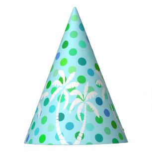 Chapeaux De Fètes Turquoise Aqua Blue Lime Green À petits pois Motif