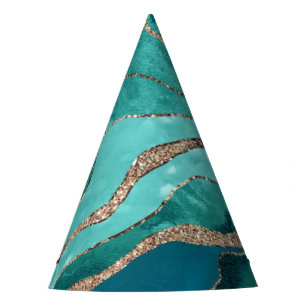 Chapeaux De Fètes Turquoise Turquoise marbre Agate or Parties scinti