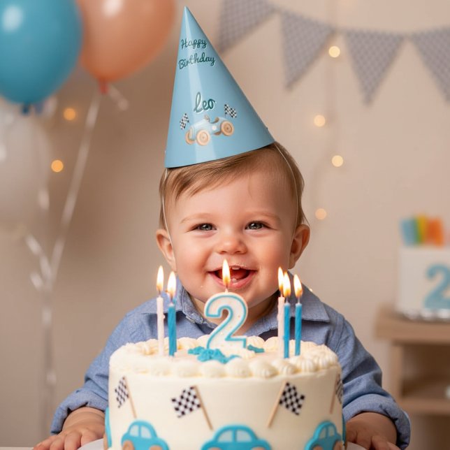 Chapeaux De Fètes Two Fast Racing Car Boy 2nd Birthday Personalized  (Créateur téléchargé)