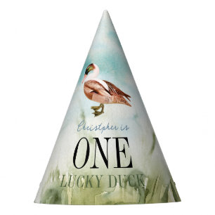 Chapeaux De Fètes Un Lucky Duck Watercolor garçon 1er anniversaire