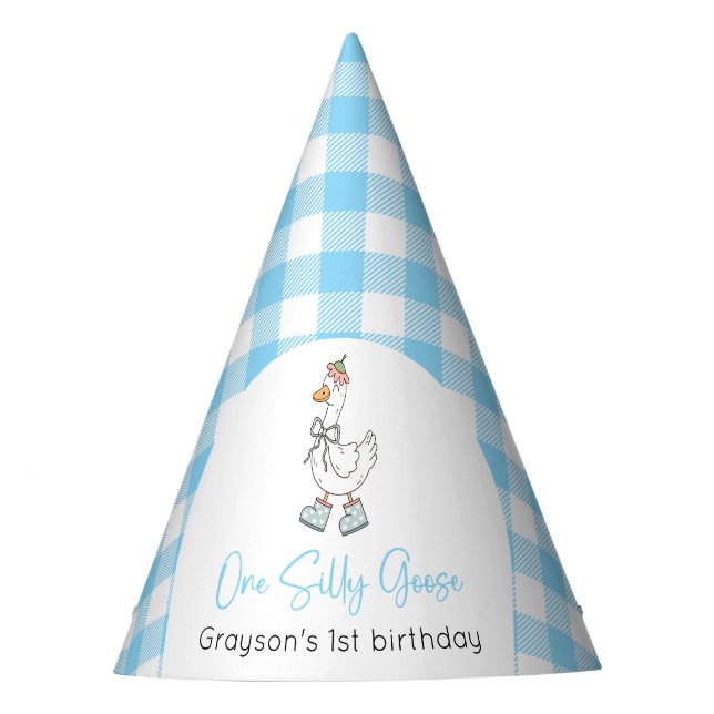 Chapeaux De Fètes Un Silly Goose Blue 1er Anniversaire (Devant)