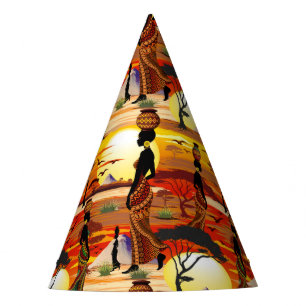 Chapeaux De Fètes Une belle femme africaine Silhouette sur les solei