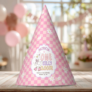 Chapeaux De Fètes Une Silly Goose Rose - Fille Rétro Premier Anniver