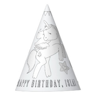 Chapeaux De Fètes Unicorn Anniversaire Party - Colorez votre propre