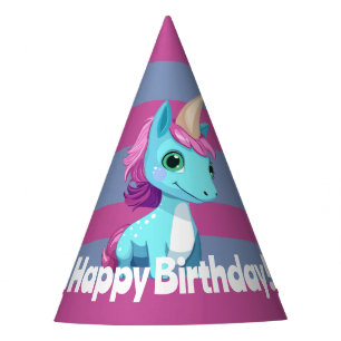 Chapeaux De Fètes Unicorn rayé Casquette de fête d'anniversaire