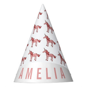 Chapeaux De Fètes Unicorn rose mignonne Motif Fille`Anniversaire