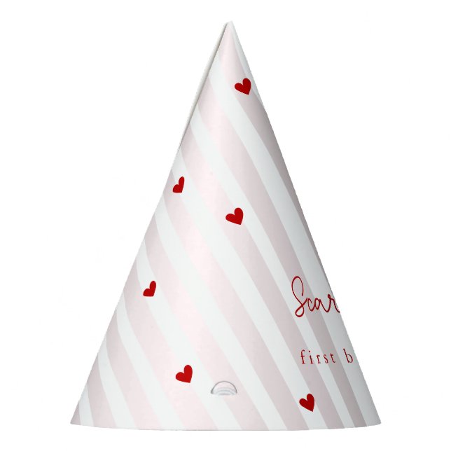 Chapeaux De Fètes Valentine Pink Red Hearts Little Sweetheart  (Gauche)