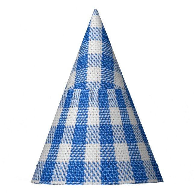 Chapeaux De Fètes Vêtements de table recouverts de blanc bleu. (Devant)
