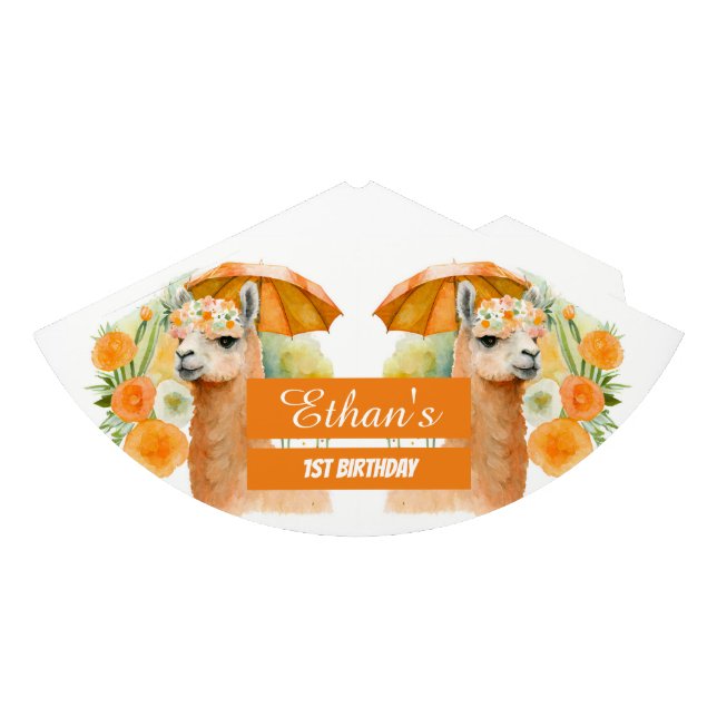 Chapeaux De Fètes Vibes d'été Aquarelle Llama - Anniversaire (Devant)