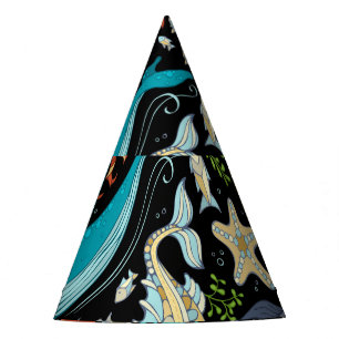 Chapeaux De Fètes Vie marine sauvage : vintage colorée.