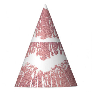 Chapeaux De Fètes Vintage empreinte de lèvre rose, or rose.