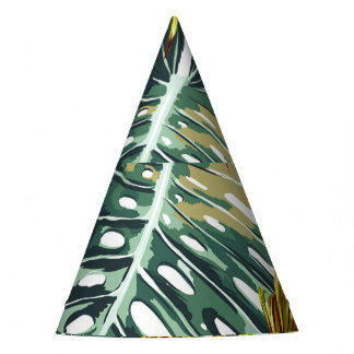 Chapeaux De Fètes Vintage Feuille Motif de la jungle tropicale