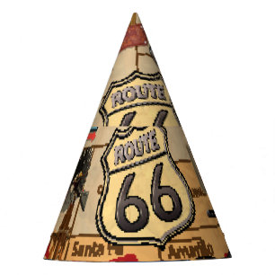 Chapeaux De Fètes Vintage Route 66, affiche nostalgique.