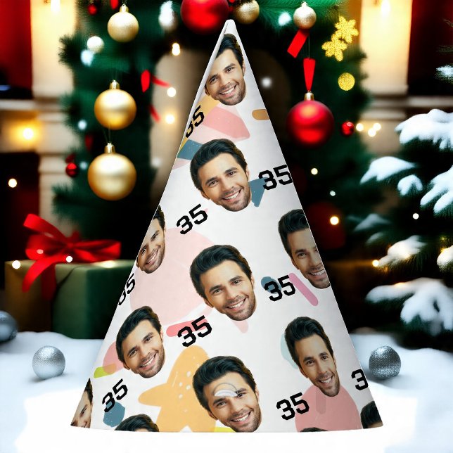 Chapeaux De Fètes Visage personnalisé 30e 40e 50e 60e anniversaire (Créateur téléchargé)