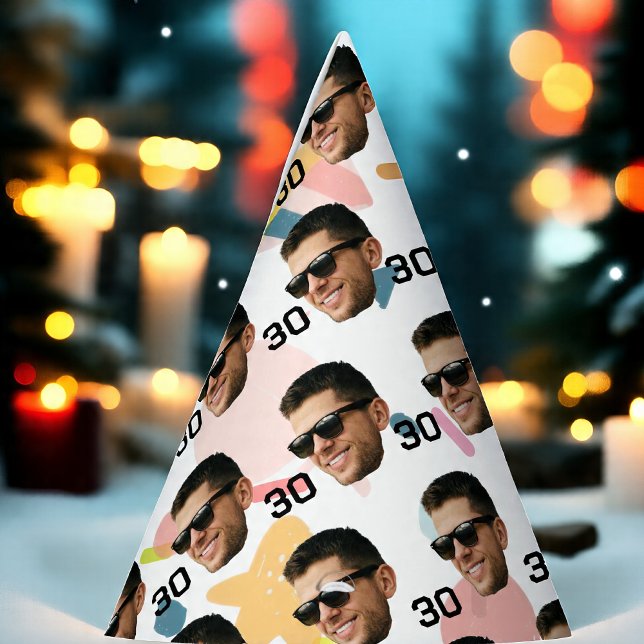 Chapeaux De Fètes Visage personnalisé 30e 40e 50e 60e anniversaire (Créateur téléchargé)