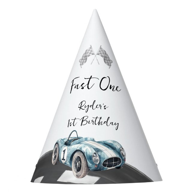 Chapeaux De Fètes Voiture de course Fast One Premier anniversaire (Devant)