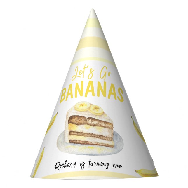 Chapeaux De Fètes Watercolor Banana Cake fête d'anniversaire (Devant)