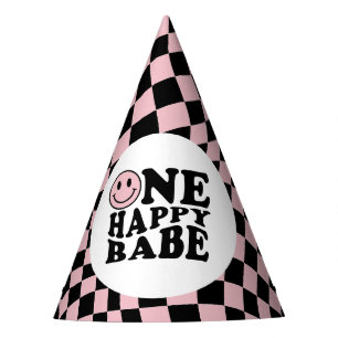 Chapeaux De Fètes Wavy À damiers rose Preppy Smile One Happy Babe
