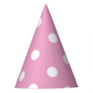 Chapeaux De Fètes White Polka on Pink Party Hat