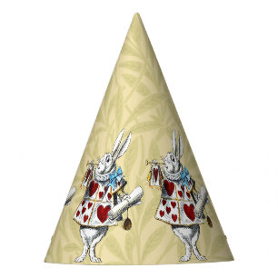 Chapeaux De Fètes White Rabbit Alice Wonderland Hearts