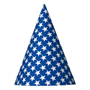 Chapeaux De Fètes White Stars Motif sur le thème du drapeau bleu amé