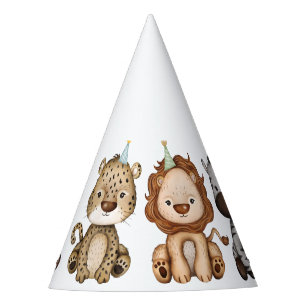 Chapeaux De Fètes Wild Safari Jungle Zoo Animaux 1er anniversaire