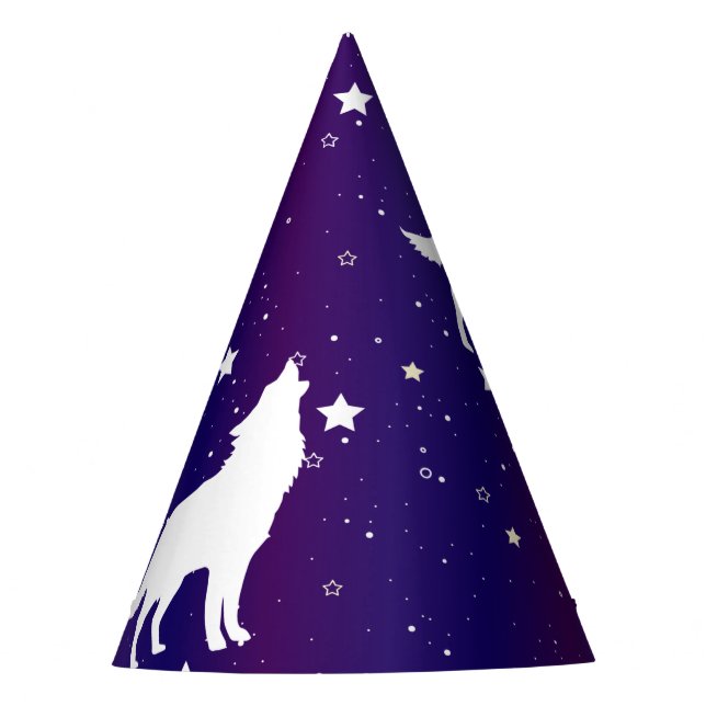 Chapeaux De Fètes Wolf Silhouette Starry Night Galaxy Lover Universe (Devant)
