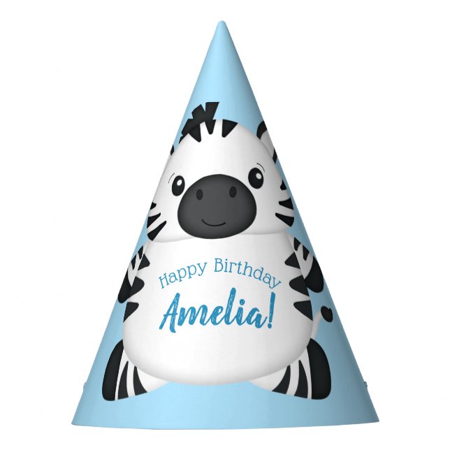 Chapeaux De Fètes Zebra Birthday Party Blue (Devant)