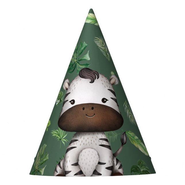 Chapeaux De Fètes Zebra Party Animal Wild Jungle Safari Anniversaire (Devant)