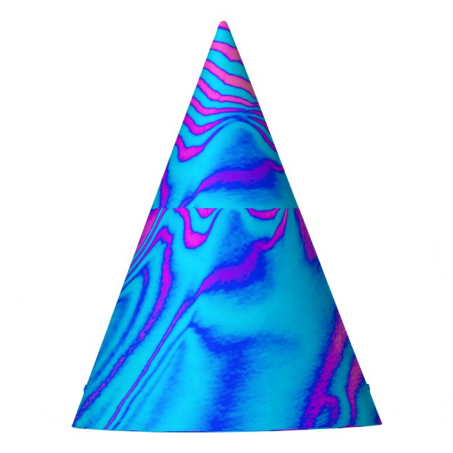 Chapeaux De Fètes Zèbre à rayures psychédéliques : Néon Fluorescent  (Devant)