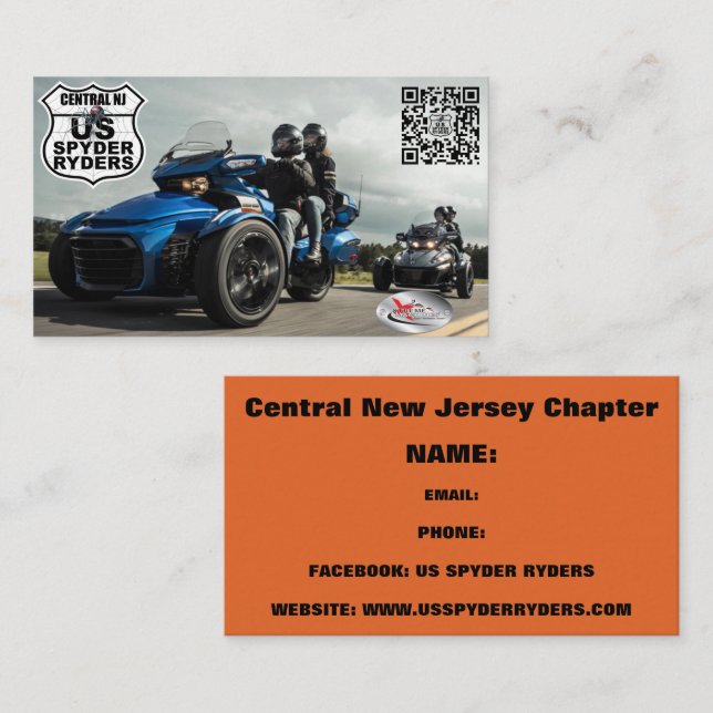 Chapitre du centre du New Jersey - Cartes de visit (Devant / Derrière)