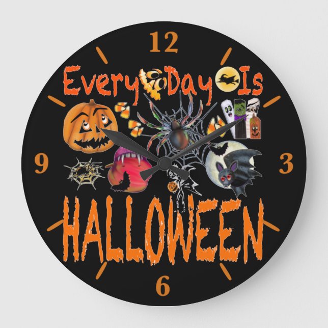 Chaque Jour, Halloween Grande Horloge D'Art De Mur (Recto)