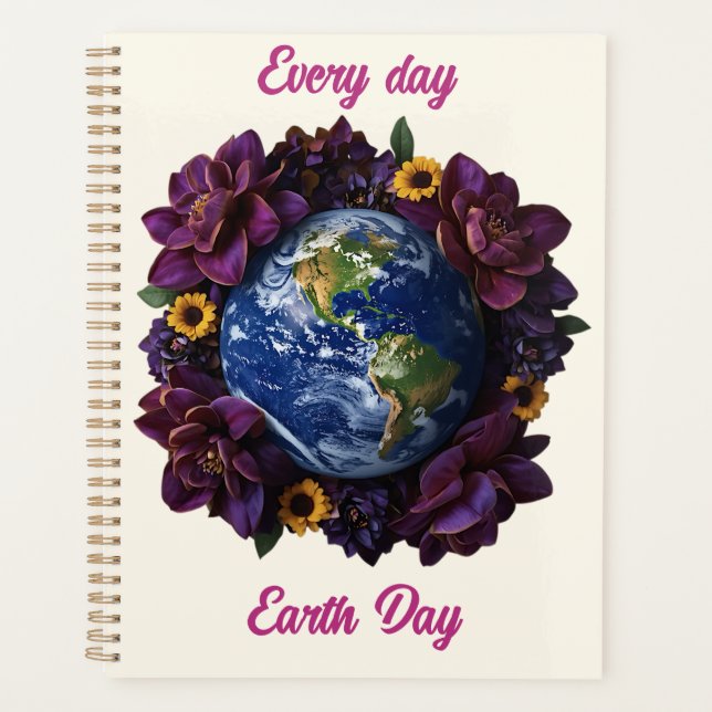 Chaque Jour Jour de la Terre Fleur Design Planète (Devant)
