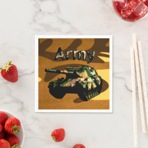 Char d'armée en kaki vert, serviettes en papier
