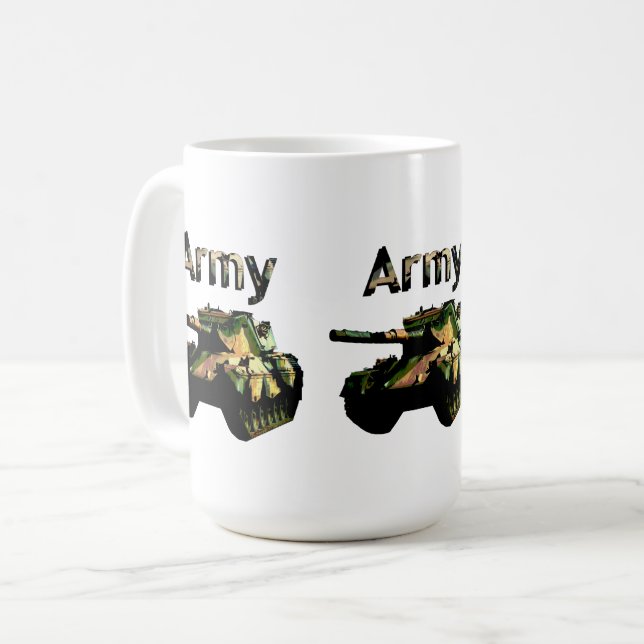 Char d'armée vert kaki, Mug de café (Devant gauche)