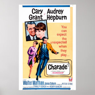 Charade 1963 Affiche de film IMPRIMÉ A5-A1 60s Cla