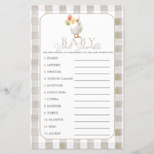 Charade de mots bébé en beige à carreaux Silly Goo