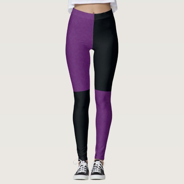 Charbon de bois et denim violet, Leggings (Devant)