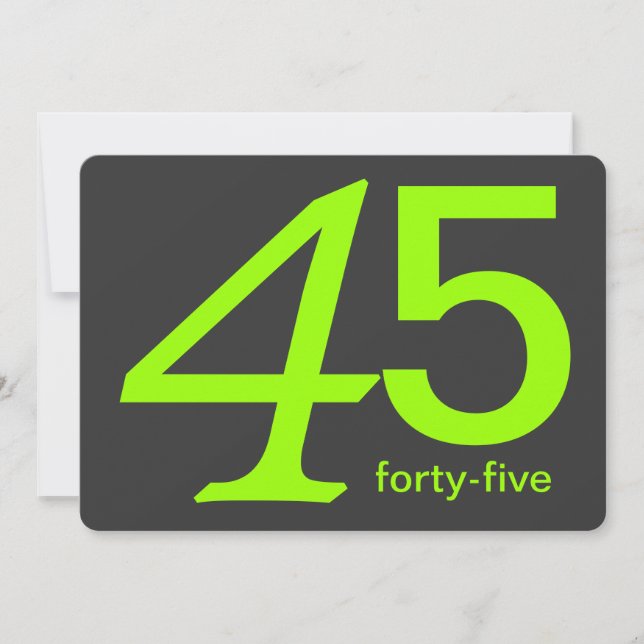 Charbon et Lime Custom 45e Invitation anniversaire (Devant)
