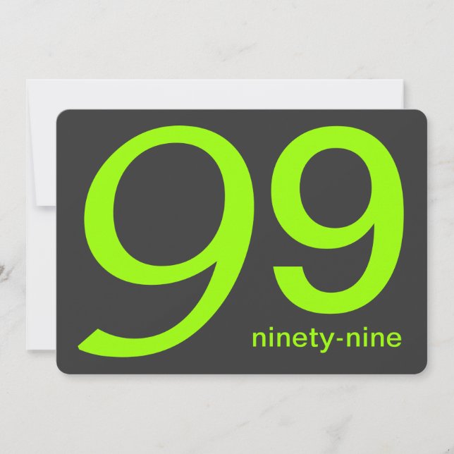 Charbon et Lime Custom 99e Invitation anniversaire (Devant)