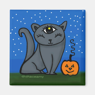 Charcoal Grey chat avec le troisième oeil Magnet