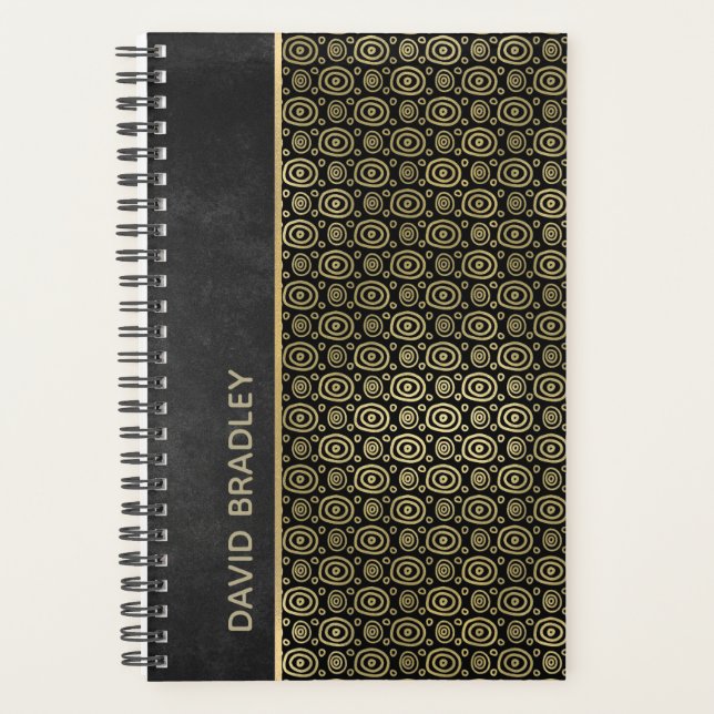 Charcoal Grey et Gold Doodle Cercle Daily Planner (Devant)