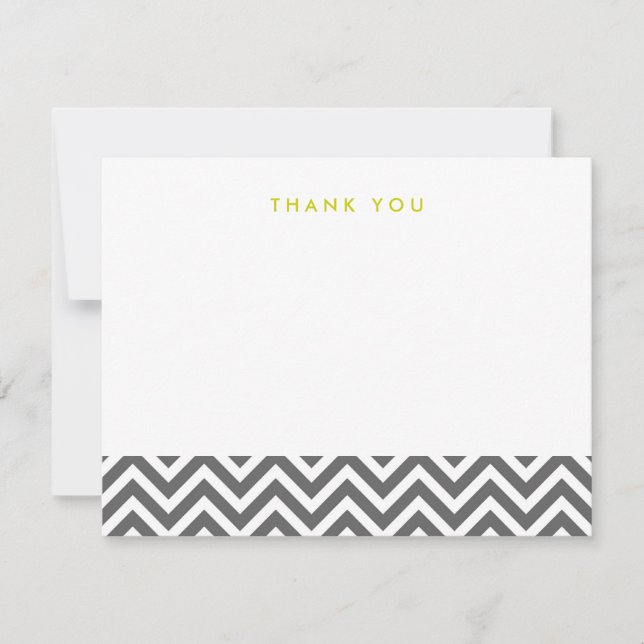 Charcoal Grey Simple Chevron Thank You Note Cartes (Devant)