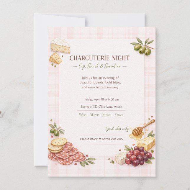 Charcuterie Girl's Night Party Invitation  (Devant)