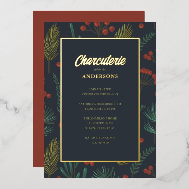 Charcuterie Noël Foil Invitation (Recto/Verso)