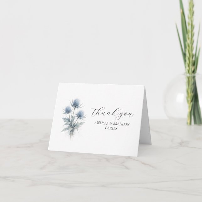 Chardon Bleu Floral Scot Écossais Mariage Merci  (Devant)